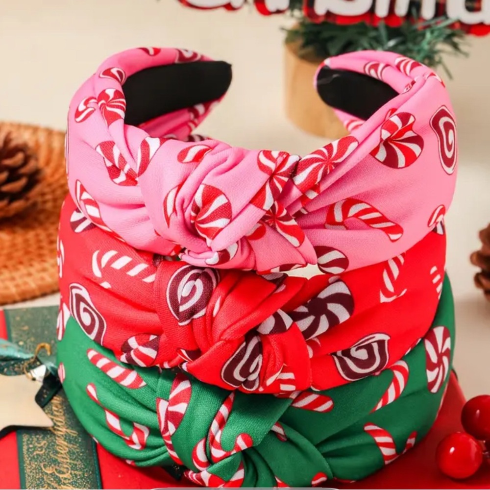 Festive Candy Cane Headbands - Pink, Green, Red - Picture 4 of 4